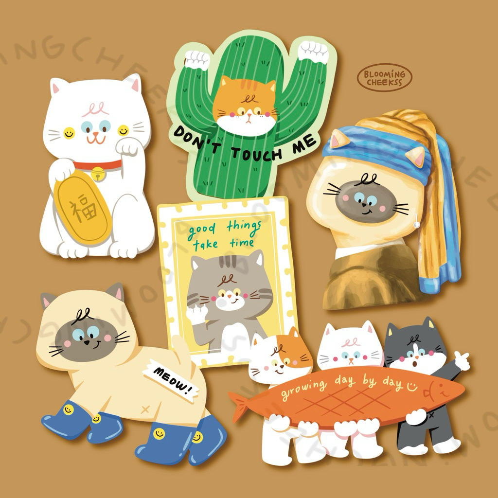 Cat sticker / สติ๊กเกอร์แมว ไดคัท 100% pvc UV ด้าน เนื้อหนากันน้ำ ลอกไม่เป็นคราบ