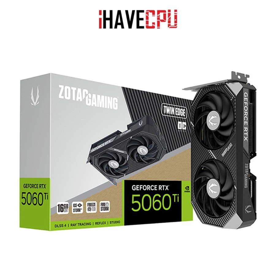 iHAVECPU VGA(การ์ดจอ) ZOTAC GAMING GEFORCE RTX 5060 TI TWIN EDGE OC - 16GB GDDR7 (ZT-B50620H-10M)