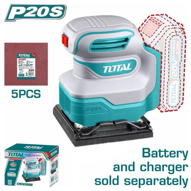 TOTAL เครื่องขัดกระดาษทรายแบตเตอรี่20V รุ่น TSHSLI2014,รุ่น TSHSLI20141 (ครบชุด) รุ่น TPSLI2014