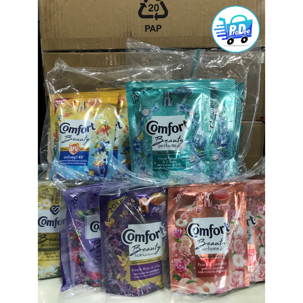 น้ำยาปรับผ้านุ่ม คอมฟอร์ท Comfort ขนาด 17-20มล. บรรจุซองเล็ก 24 ซอง น้ำเดียวฟ้า