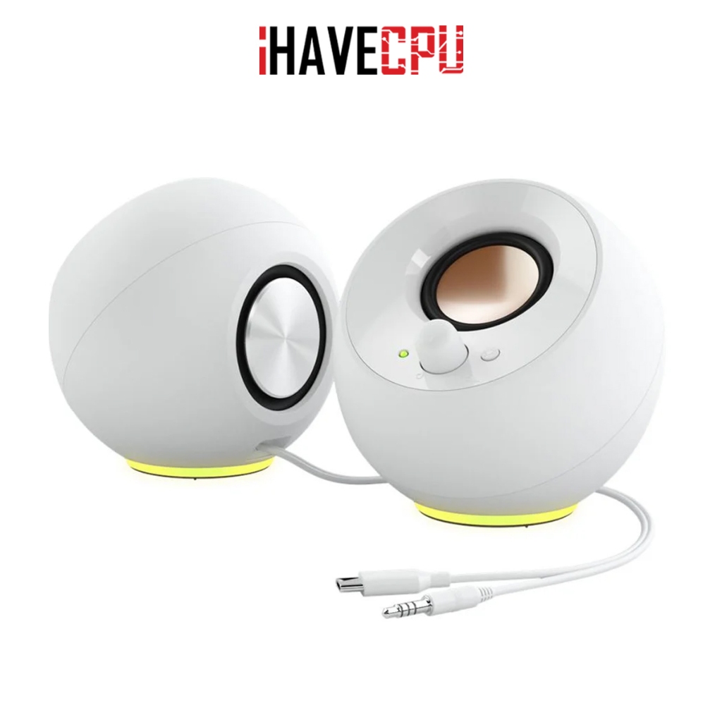 iHAVECPU SPEAKER (ลำโพง) CREATIVE PEBBLE SE - 2.0 USB-C   WITH RGB (WHITE)