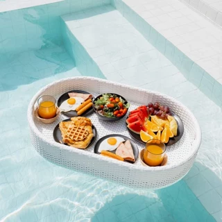 ถาดลอยน้ำ​ หวายเทียม80×80×15(รับประกัน3ปี)