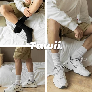 Tawii. ถุงเท้ายาว ถุงเท้าวิ่ง ถุงเท้าขาว ถุงเท้ากีฬา ฟรีไซส์ ผ้าฝ้าย100% Unisex