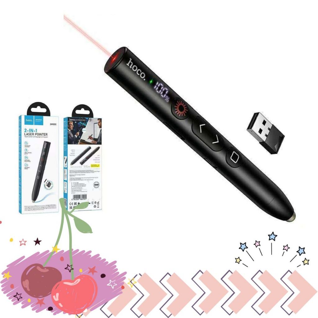 พร้อมส่งจากไทย HOCO GM203 2in1 Laser Pointer ปากกาเลเซอร์สำหรับนำเสนอผลงานและควบคุมหน้าจอสัมผัส