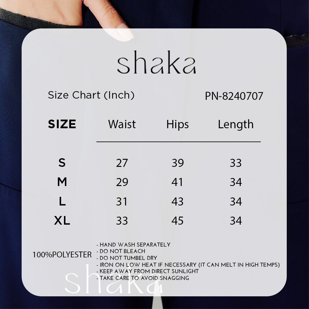 Shaka AW24 Culottes Trousers กางเกงคูล็อต ขาสามส่วน ปลายขาพับเบิ้ล (NAVY) PN-8240707 — صورة 8