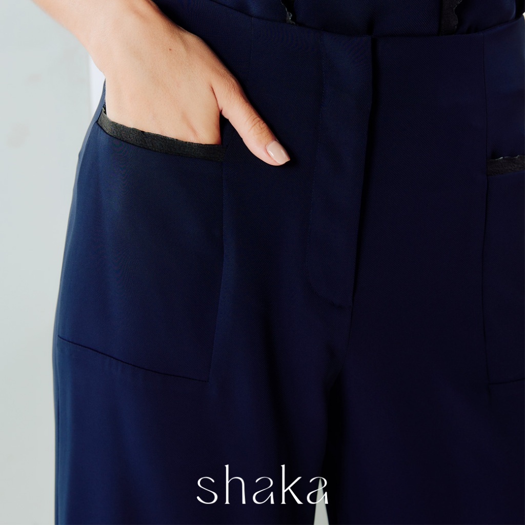 Shaka AW24 Culottes Trousers กางเกงคูล็อต ขาสามส่วน ปลายขาพับเบิ้ล (NAVY) PN-8240707 — صورة 4