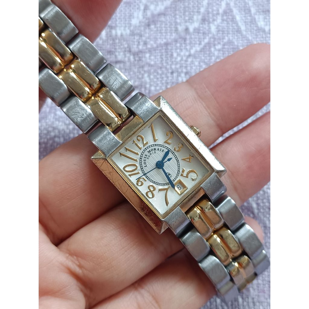 Louis Morais Paris 23K GP นาฬิกามือสองสุภาพสตรี ทรงเหลี่ยม