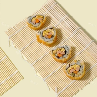 BLIVO ที่ม้วนซูชิ เสื่อม้วนซูชิแบบไม้ เครื่องมือโอนิกิริ ทำจากไม้ไผ่ Sushi Bamboo Roller