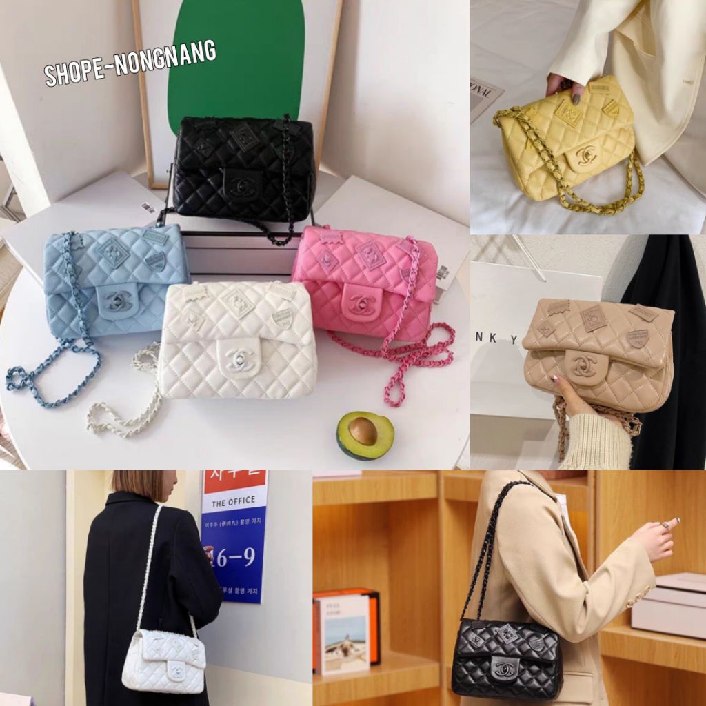 พร้อมส่ง💥กระเป๋าสายโซ่ถัก CC มี7สี ขนาด22×14×7cm