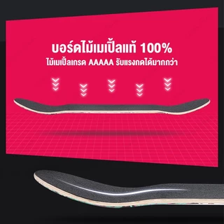 สเก็ตบอร์ด สำหรับเด็ก ผู้ใหญ่ ขนาด80x20 ซม. ผู้เริ่มต้นเล่น-มืออาชีพ (สินค้าพร้อมเล่น) ไม้เมเปิ้ลแท้