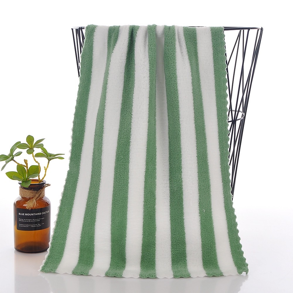 เซ็ตผ้าขนหนูนาโน 2 ชิ้น ผ้าเช็ดตัว+ผ้าเช็ดผม ลายทางยาว มี 6 สี  N02 - รูปที่ 4