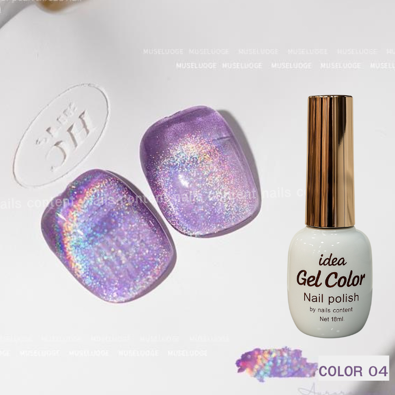อุปกรณ์ทำเล็บ ลูกแก้ว Hologram สีม่วง idea gel สวยมาก ยอดนิยม ทำเล็บมือ