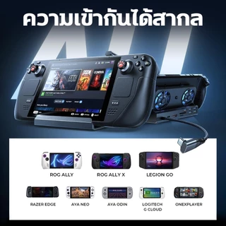 แท่นวาง ROG Ally X/Steam Deck OLED/Switch2 10-in-1พร้อมฮับ 4K@60Hz Gigabit Ethernet TV Dock นำมา พัดลมคู่ระบายร้อน
