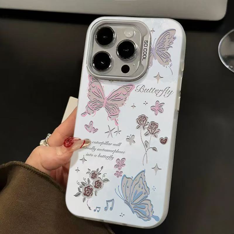 🔥ส่งจากไทย🔥ผีเสื้อ ดอกกุหลาบ การ์ตูน เคส for iPhone xr บอดี้ 16pro 15pro 14Pro เคสไอโฟน x body 13Pro 15Pro case - รูปที่ 4