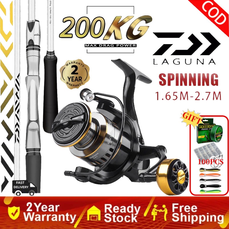 DAIWA เบ็ดตกปลาครบชุด รอกหมุน 5.2:1อะไหล่แกนม้วนลึกตื้น ชุดรอกตกปลารอกตกปลาน้ำจืดทะเลน้ำเค็ม 200kg