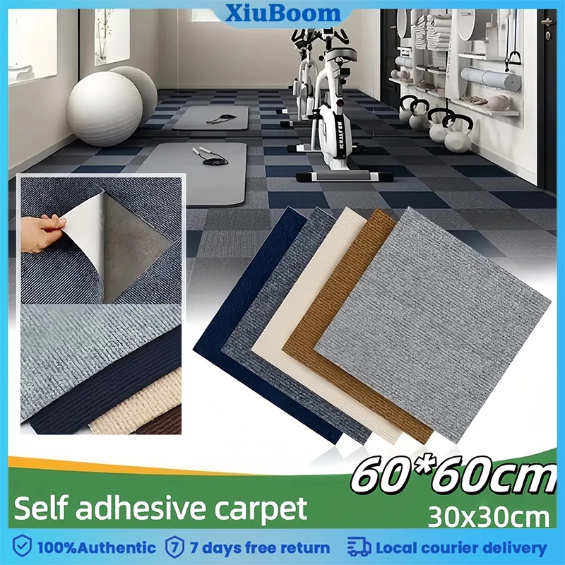 พรมติดกาวในตัวขนาด 60*60 ซม. พรมคุณภาพสูง เป็นมิตรต่อสิ่งแวดล้อม ไม่มีกลิ่น เหมาะสำหรับตกแต่งห้องนั่งเล่นและสำนักงาน