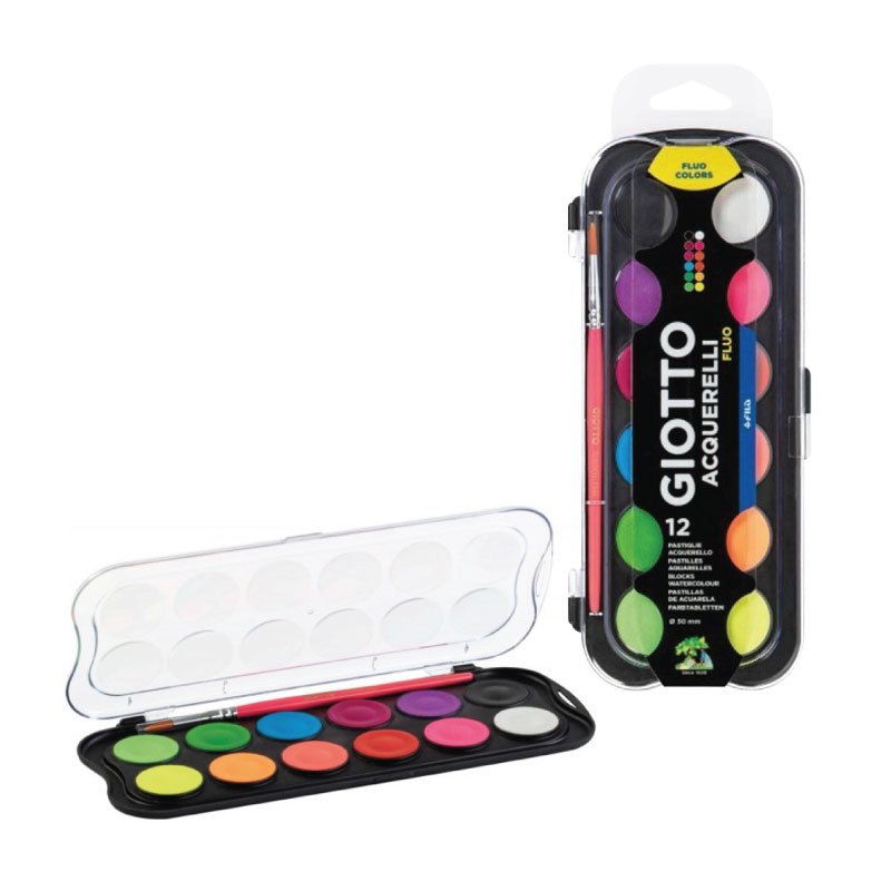 สีน้ำก้อนสะท้อนแสง (GIOTTO Water Colors Cake Fluo)