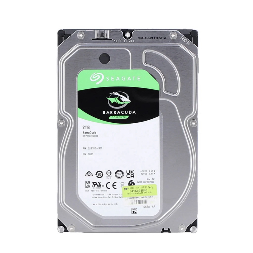 2 TB 3.5 INCH HDD (ฮาร์ดดิสก์ 3.5 นิ้ว) SEAGATE BARRACUDA - 7200RPM SATA3 (ST2000DM008)