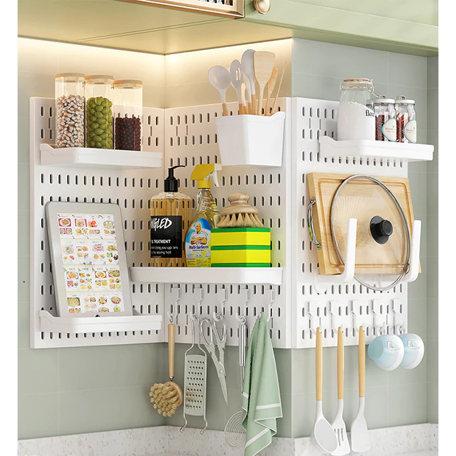 pegboard ติดผนัง อเนกประสงค์ DIY ขาตั้งกระดานปักหมุด แผ่นวางของติดผนัง แบบติดผนัง ความหนา 1.2cm thumbnail 7