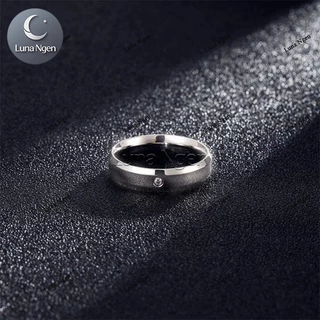 Luna Ngen แหวนเงินแท้ 925 ฝังเพชรสวิส(CZ) กว้าง 6 มิลลิเมตร แหวนคู่รัก