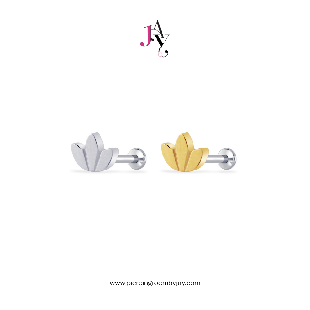 Piercingroom by Jay จิว/ต่างหูแป้นแบน สำหรับผิวแพ้ง่าย 3 Marquise Shape Plain Titanium เกรดการแพทย์ (ราคาต่อชิ้น)