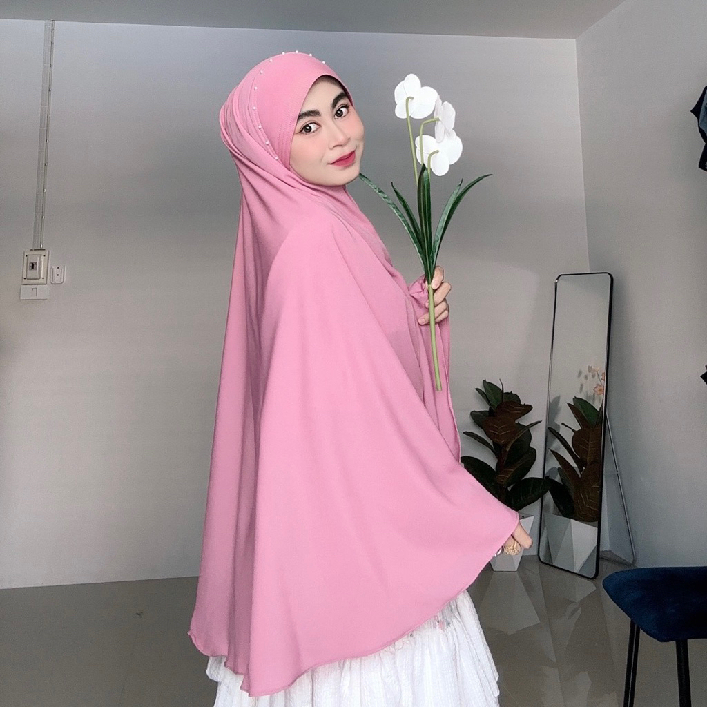Hijab รุ่นกุลลียะห์ติดมุก มีคาง ยาวปิดข้อมือ พร้อมส่ง