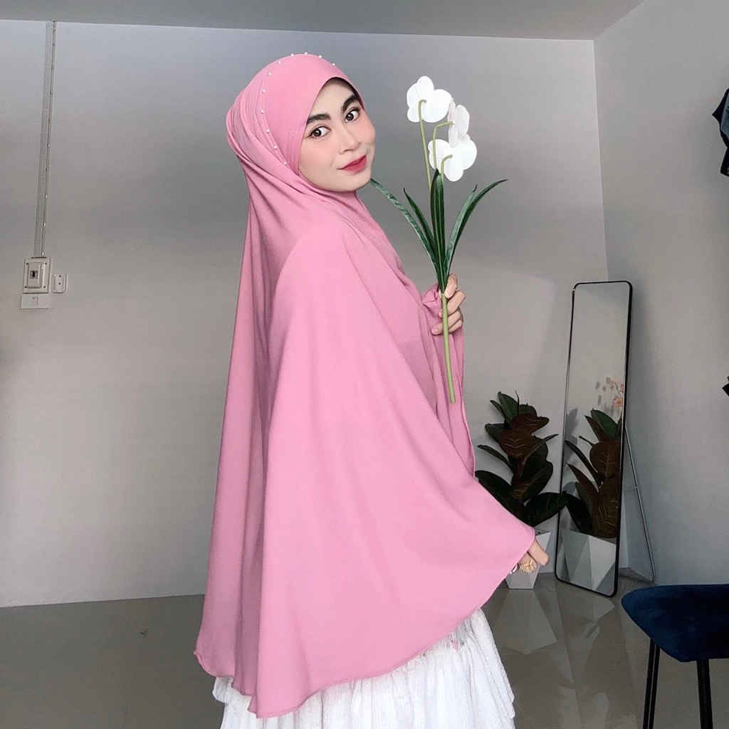 Hijab รุ่นกุลลียะห์ติดมุก มีคาง ยาวปิดข้อมือ พร้อมส่ง