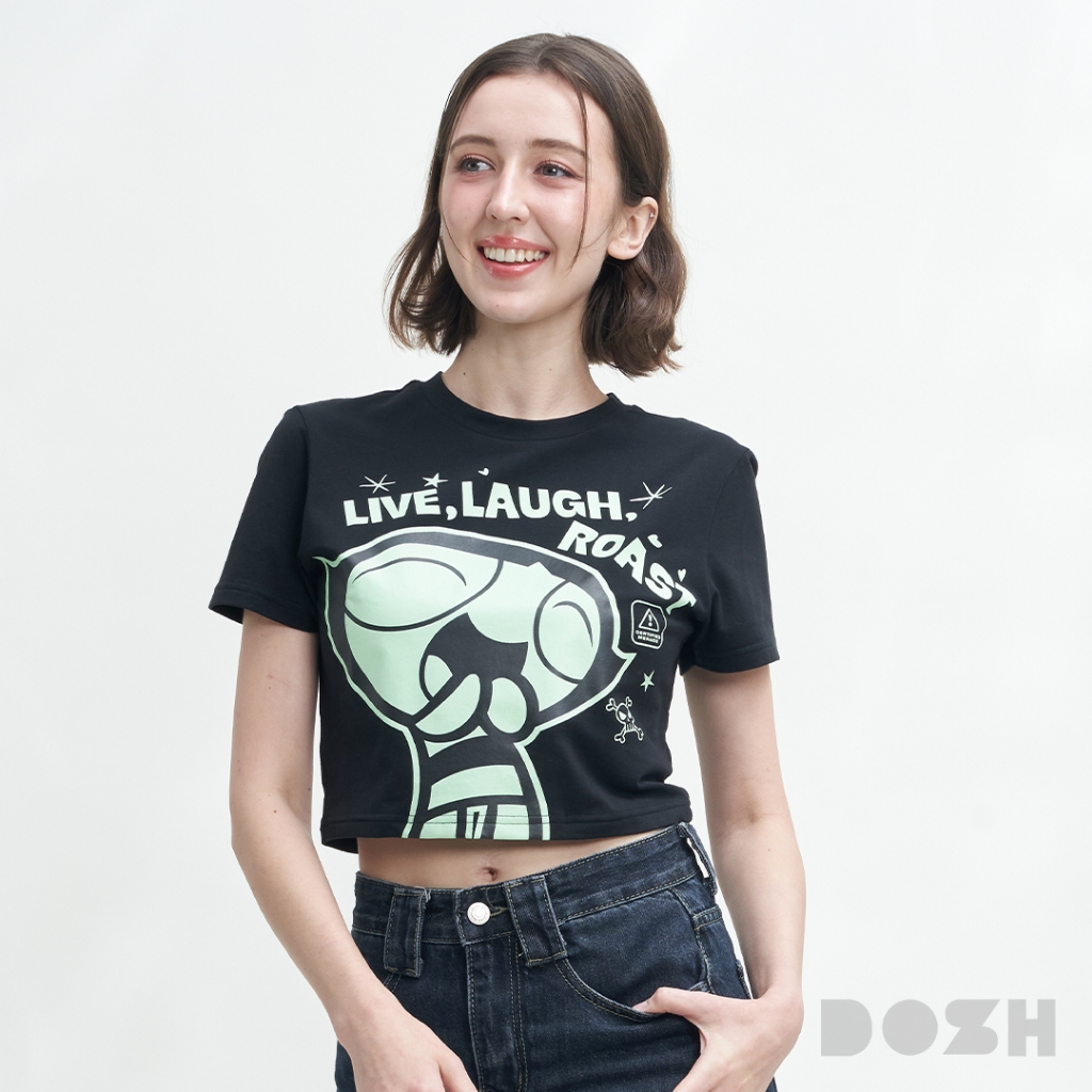 DOSH WOMEN'S BABY TEE POWERPUFF GIRLS เสื้อครอปสั้น ผ้ายืด DPGWT1013-BL (XS/S-M/L)