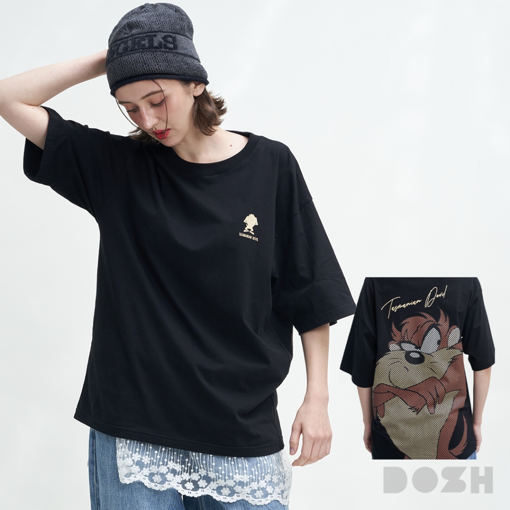 DOSH MEN'S OVERSIZED T-SHIRTS LOONEY TUNES เสื้อยืดโอเวอร์ไซส์ DLTMT5024-BL (XL,2XL)