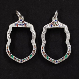 SSNPกรอบพระเงินแท้92.5%ซุ้มเกลียวคู่ลงยาทรงเสมา(หลากหลายขนาด…