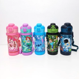 NXB 2in1 ขวดน้ำเด็ก หลอดเด้ง+ยกดื่ม 450ml. กระติกน้ำเด็ก ลายการ์ตูน มีสายสะพาย BPA Free | Bluerubystore