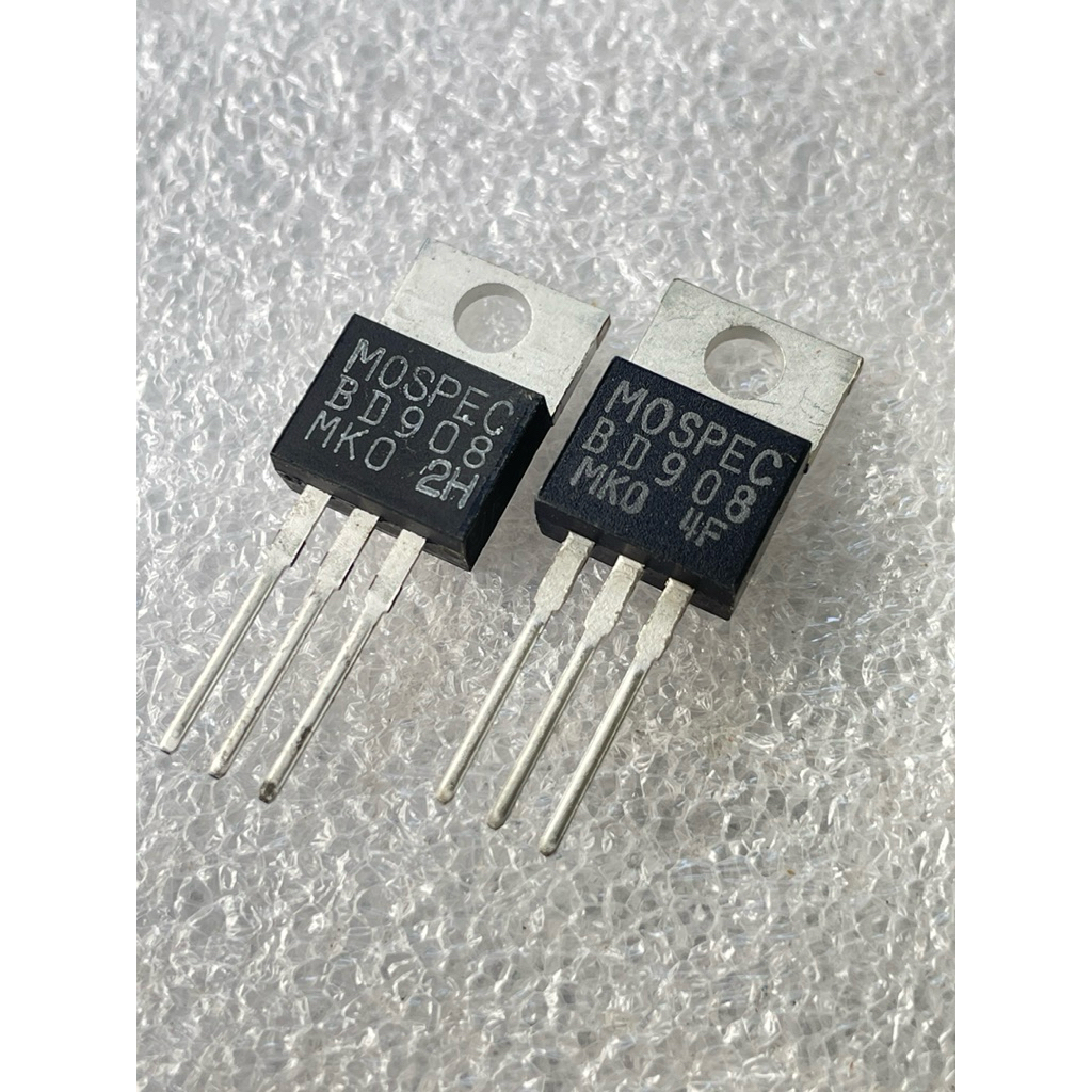 (แพ็ค1ตัว) BD908 T0-220 15A 60V Transistor PNP แบรนด์ MOSPEC bd908 BD 908 ทรานซิสเตอร์