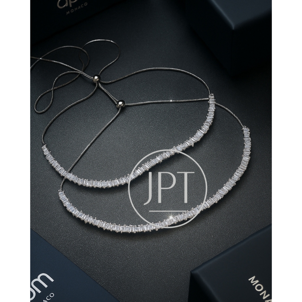[JPT] สร้อยคอㅤโชกเกอร์ เงินแท้ 925ㅤประดับเพชร CZㅤสไตล์ A.P.M.ㅤงาน handmadeㅤโรงงานแท้มาเอง🎁