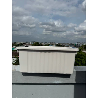 อ่างเลี้ยงปลา 65 ลิตร ท่อสีฟ้า (อ่างสีขาวครีม) 64x44x31ซ. ระบบoverflow สามารถปรับระดับน้ำ และถอดท่อเปลี่ยนน้ำได้