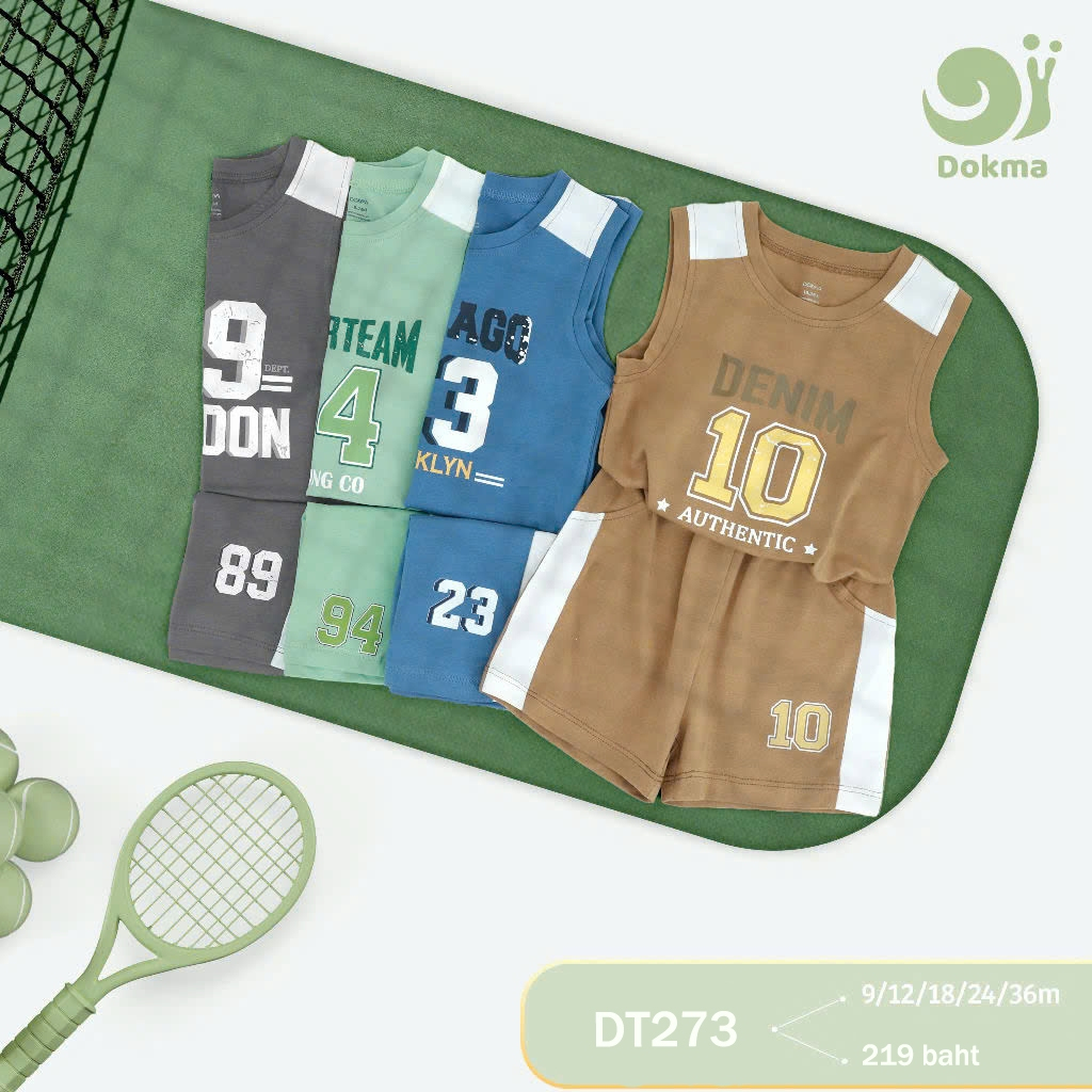 Dokma (7.9-14.2kg) ชุดเสื้อกล้าม กางเกงขาสั้นเด็ก ผ้าคอตตอนอเมริกา DT273B (6-9M , 9-12M, 12-18M, 18-
