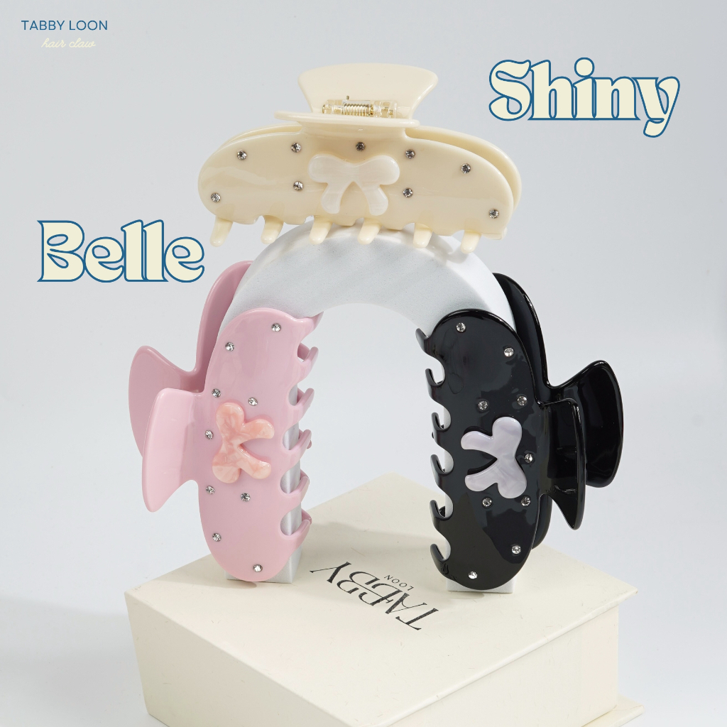 Tabby Loon Shiny Belle Hair Clawกิ๊บหนีบผม ผมหนา ประดับคริสตัลและริบบิ้น