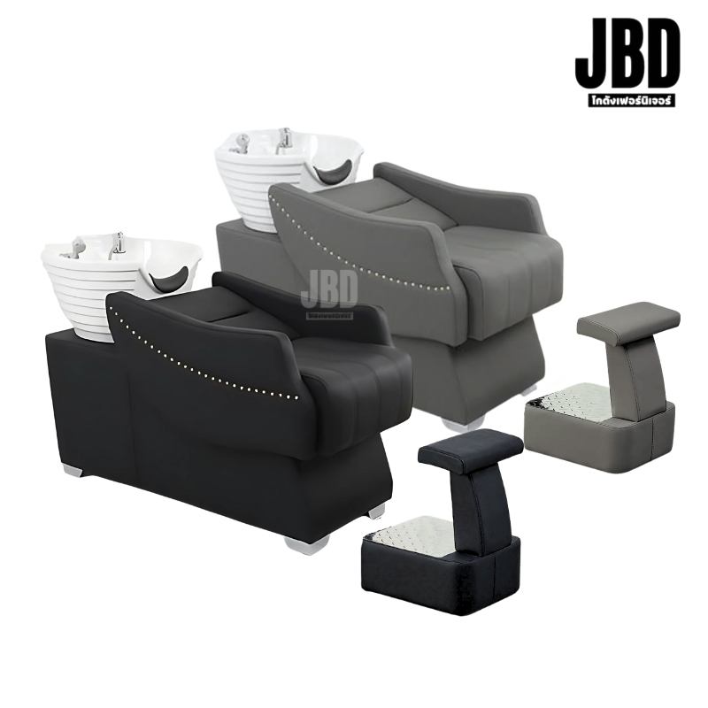 JBD INTER เตียงสระผม อ่างเซรามิค เบาะหนังกันน้ำ อุปกรณ์ติดตั้งครบพร้อมใช้งาน รหัสรุ่น:JD9819