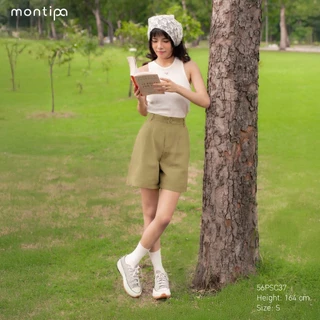 Montipa กางเกงขาสั้น ซิปหน้า เอวสม็อคด้านหลัง ผ้า Comfort 56PHC37