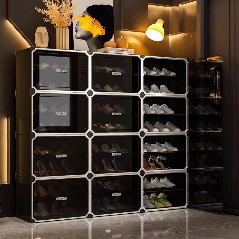S-Airice ตู้ใส่รองเท้า ชั้นวางรองเท้า  กล่องรองเท้า แถวคู่ 8/6/4ชั้น ประหยัดพื้นที่ ประตูแม่เหล็ก