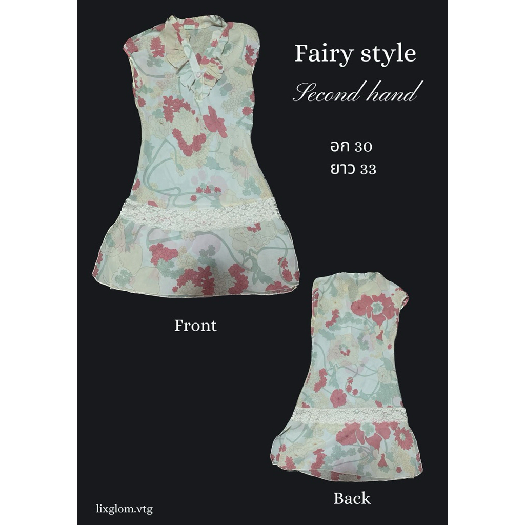 เดรสผ้าบางลายดอกไม้ fairy style