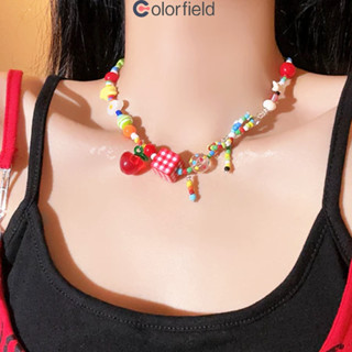 Colorfield สร้อยคอ Dopamine สีโบว์ลูกปัด Apple Star ระดับไฮเ…