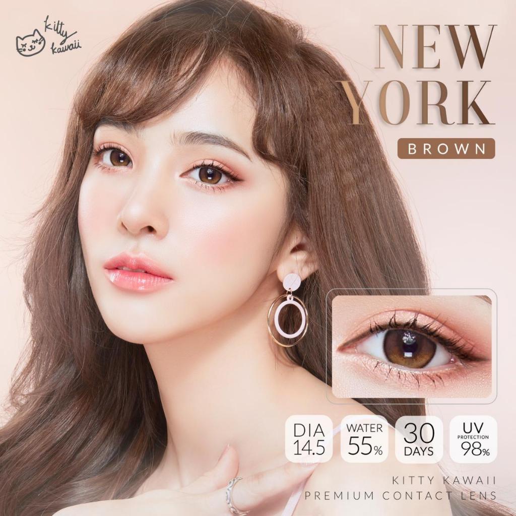 Kitty Kawaii Contact Lens : New York สี Brown/Gray – คอนแทคเลนส์ รายเดือน (VIAL)