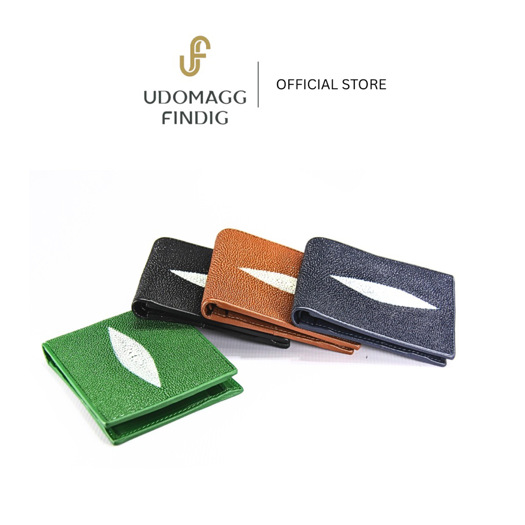 Udomagg&Findig อุดมเอก ฟินดิจ กระเป๋าสตางค์หนังแท้ปลากระเบนใบสั้น2พับ:รหัส AF078