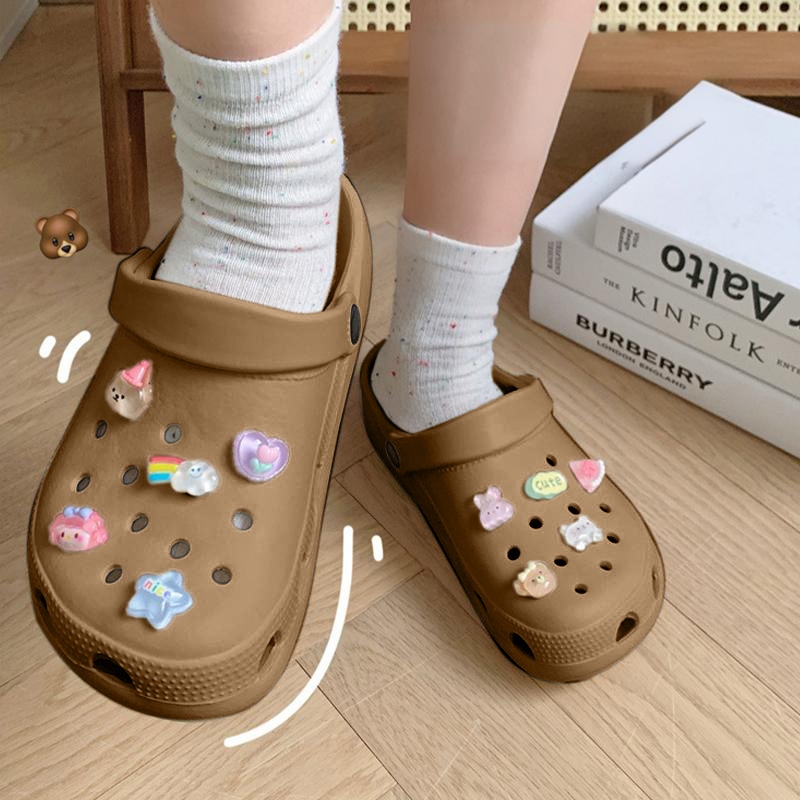 Luckkyshoes ใหม่มาแรง รองเท้าแตะหัวโตแฟชั่น ทรงสวยเข้ารูป มีรูระบายอากาศอย่างดีใส่ลุยน้ำลุยฝนได้ แถมมีตัวติดการ์ตูนน่ารั รูปที่ 4