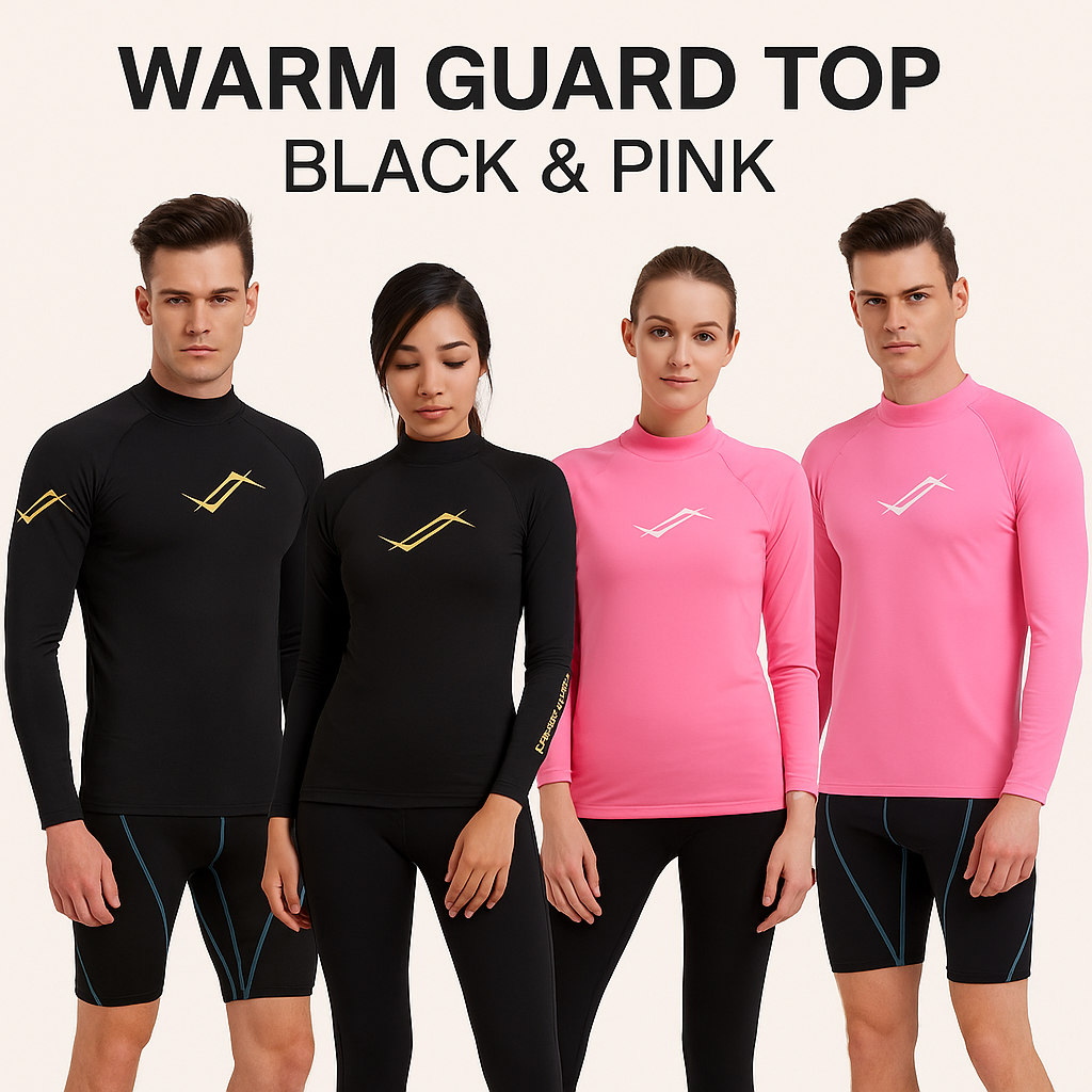 เสื้อว่ายน้ำดำน้ำผู้ชายและผู้หญิง – Warm Guard Top Black&Pink แบรนด์ WATER PRO – เสื้อแขนยาวกัน UV