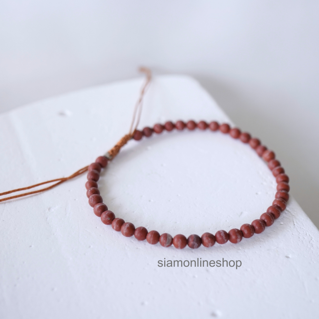 Minimalist bracelet - Red Jasper stone หินเรดจัสเปอร์ 3 มม. สร้อยข้อมือ เชือกถัก by siamonlineshop - รูปที่ 6