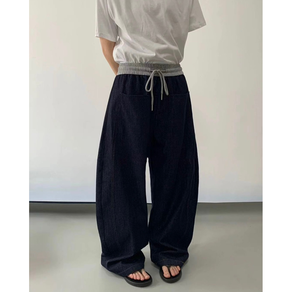 Unisex Curved barrel leg กางเกงขายาวทรงบอลลูน A5