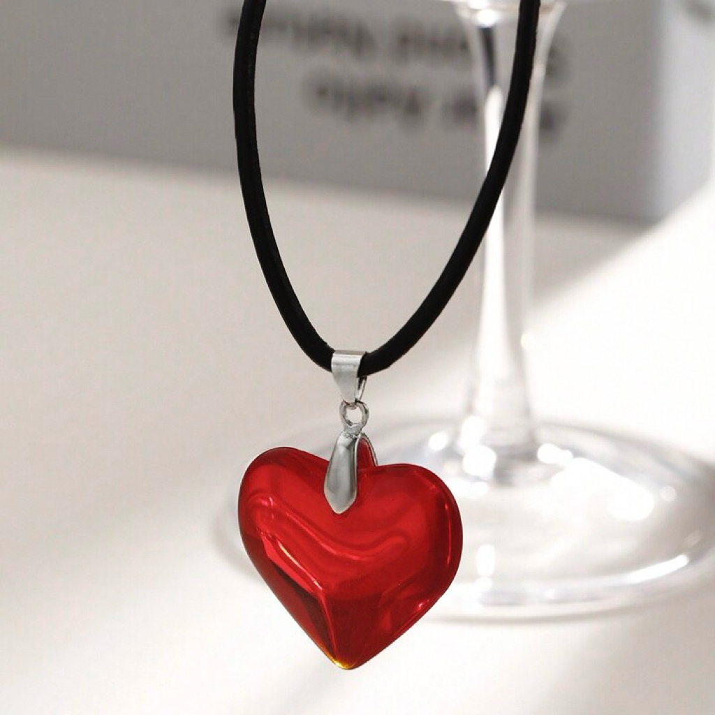 ♥️สร้อยคอหัวใจ Y2K แก้วแท้ ใส่แล้วใจฟูเกินต้าน! | มี 3 ไซซ์ให้เลือก♥️