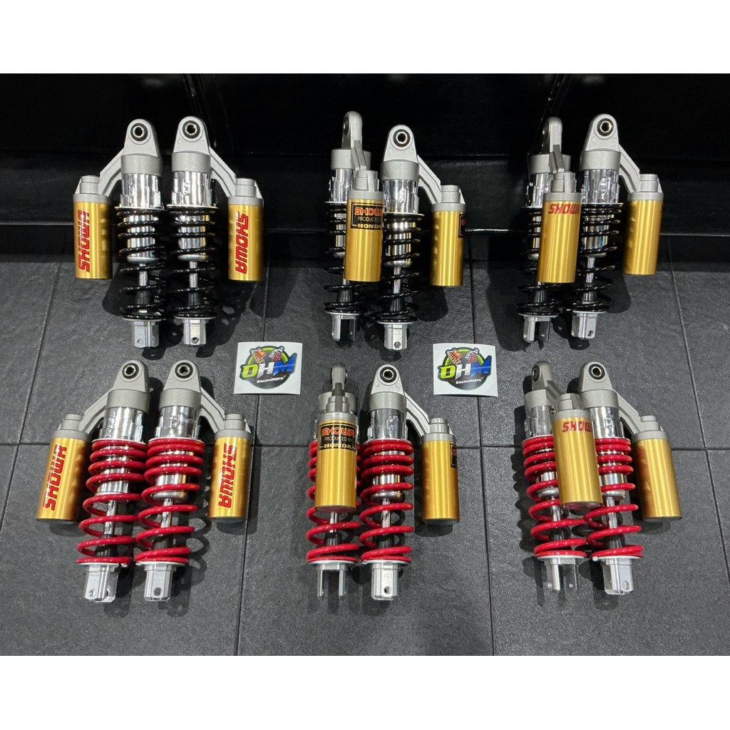 โช๊คหลัง SHOWA สตรัทเหล็ก ระบบน้ำมัน สำหรับใส่ นูโว ความสูง270มิล ปรับนิ่มเเข็งสปริงได้ รับประกัน เเ