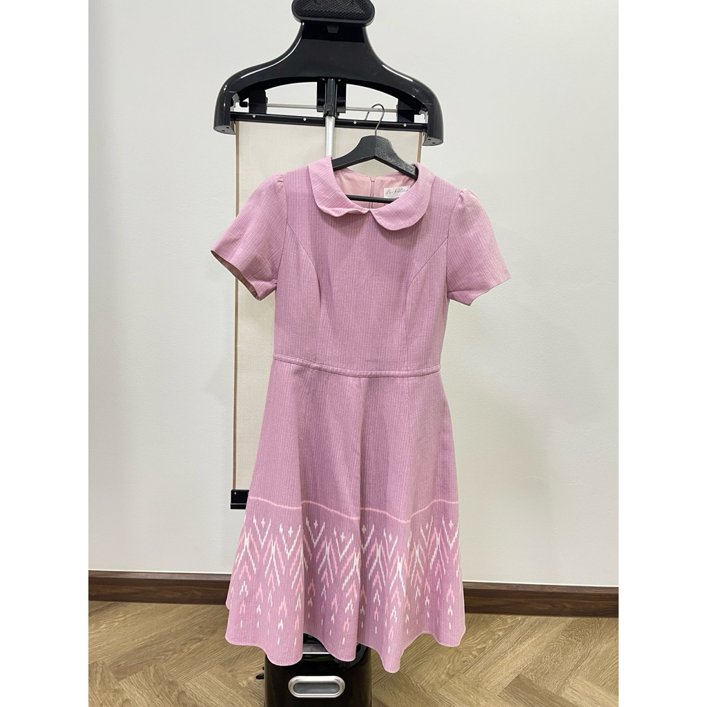 เดรสผ้าไทย แบรนด์ La Sisters มือ2 ผ้าดีมาก